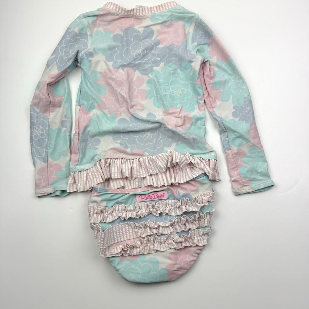 RuffleButts Floral Rash Guard Ruffle Swimsuit - Picture 8 of 8